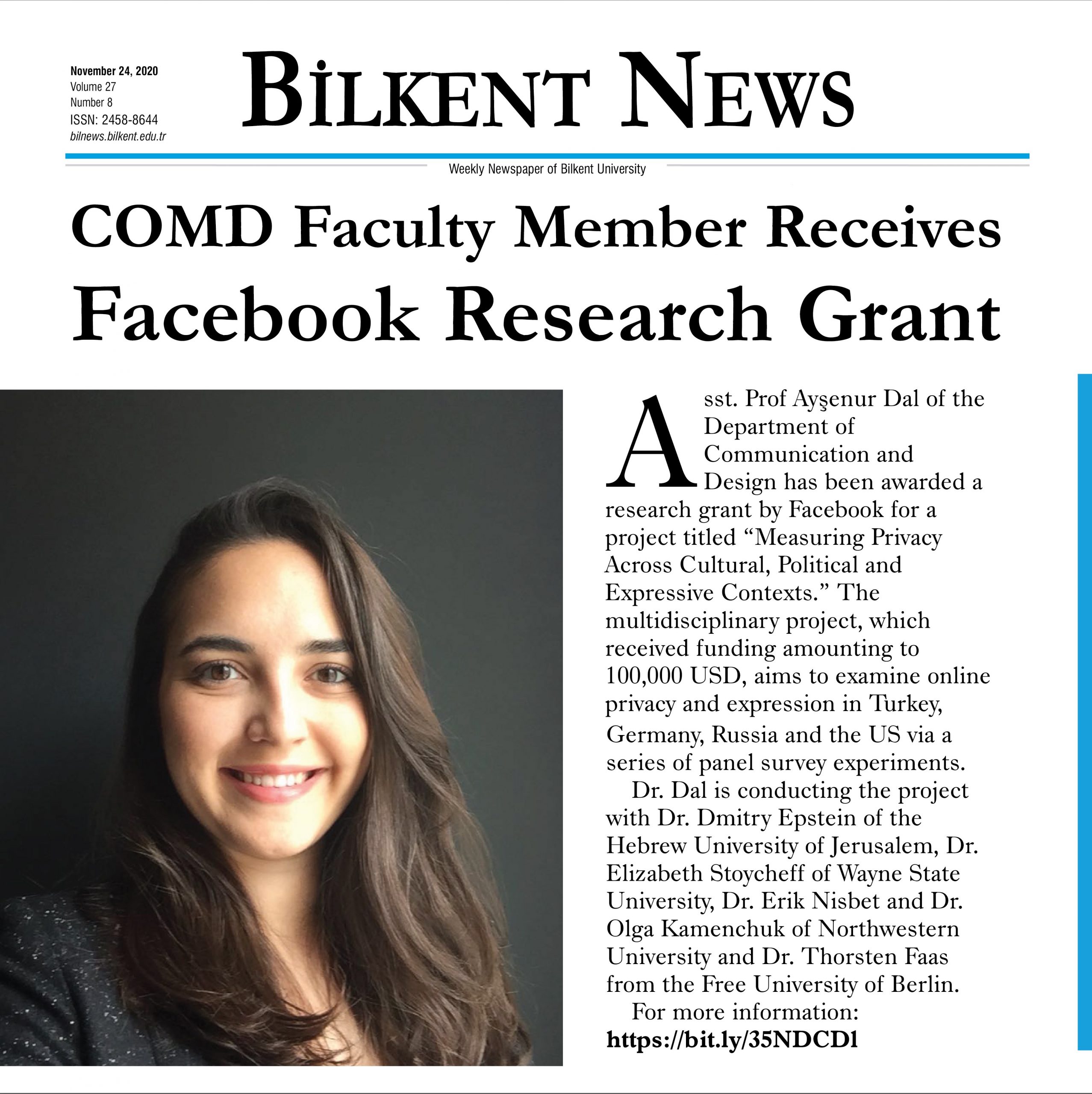 Asst. Prof. Dr. Ayşenur Dal Receives Facebook Research Grant