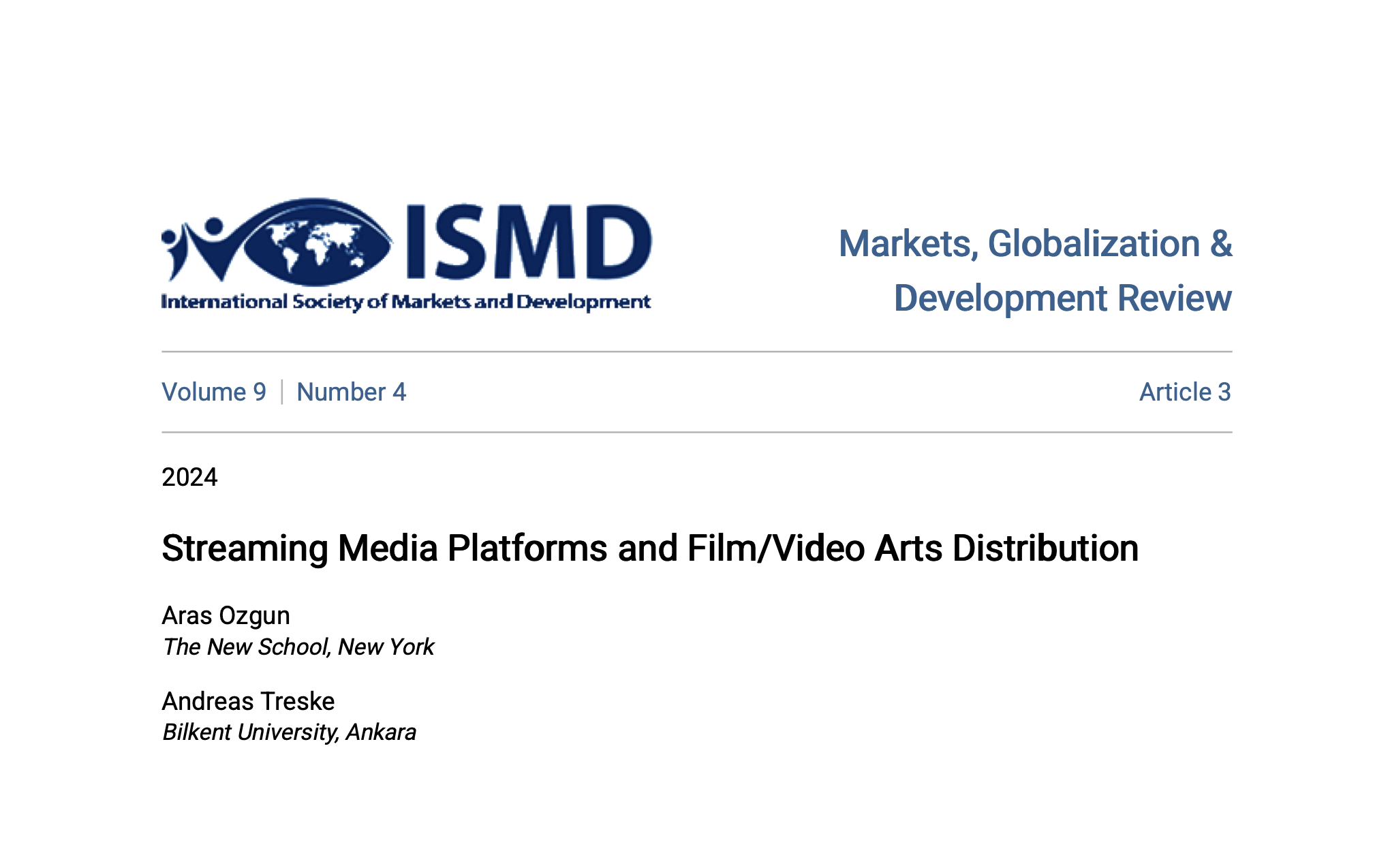 New Publication: “Streaming Media Platforms and Film/Video Arts Distribution” by Andreas Treske and Aras Özgün
